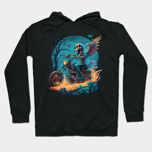 Skeleton riding a motorcycle Hoodie by pxdg